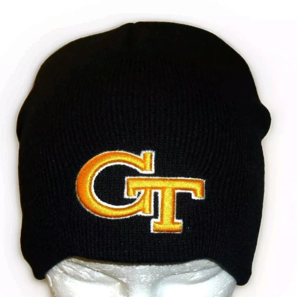 Georgia Tech Yellow Jackets Mens Black Color Adult Beanie Winter hat cap New